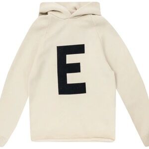 SOLD Fear of God Kids Beige Hoodie with Black E